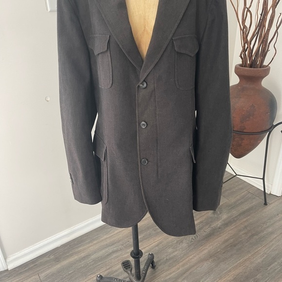 Mossimo Dutti Mens Blazer Extra Fine Cotton 54-44 Brown Lined 3 Button Zipper - Picture 1 of 10